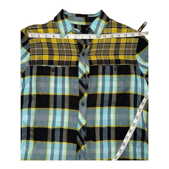 Rails Brando Plaid Button Down Sky Mixed Flannel Colorblock Blue Yellow XS NWOT - Picture 15 of 16